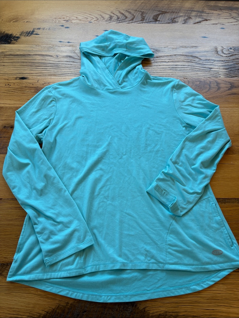 Reel Legends Aqua/Turquoise Lightweight Hooded Pullover - Size Large